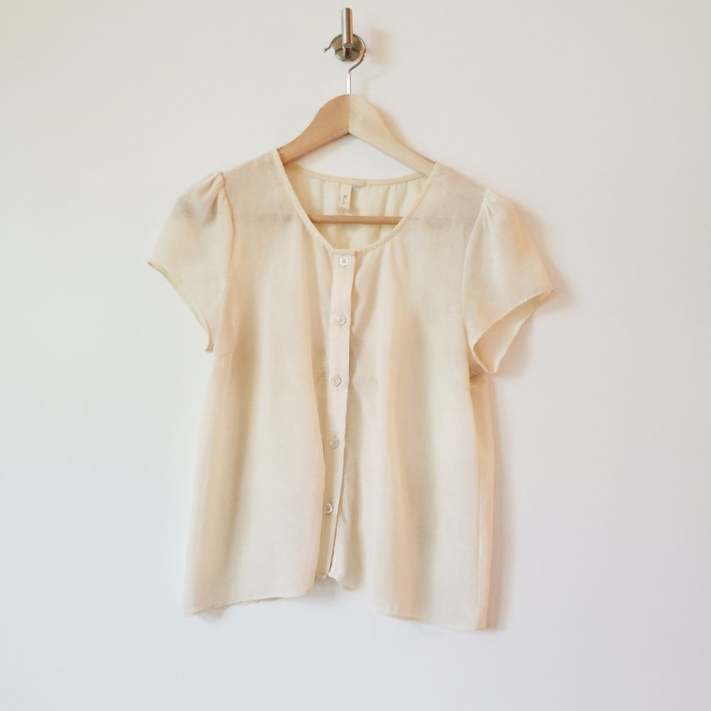 Mind Code Cream button down sheer top